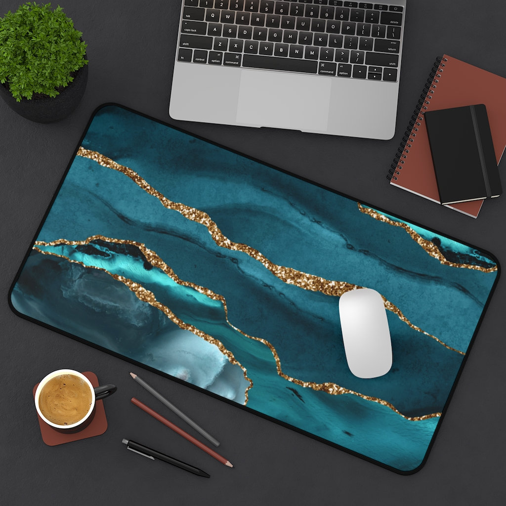 Boho Desk Mat, Polka Dot Large Mouse Pad Desk Pad Boho Desk Accessories for Women  Office Decor, XXL Mousepad Long Laptop Keyboard Mouse Mat 31.5''''X15.7''''  Non-Slip Rubber Base with Stitched Edges 