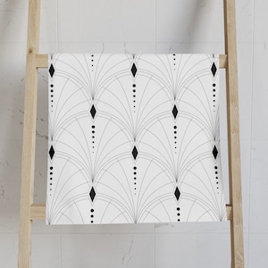 Art Deco Boho Hand Towel | Black White Minimalist | Kitchen Bathroom, Spa, Workout Towel