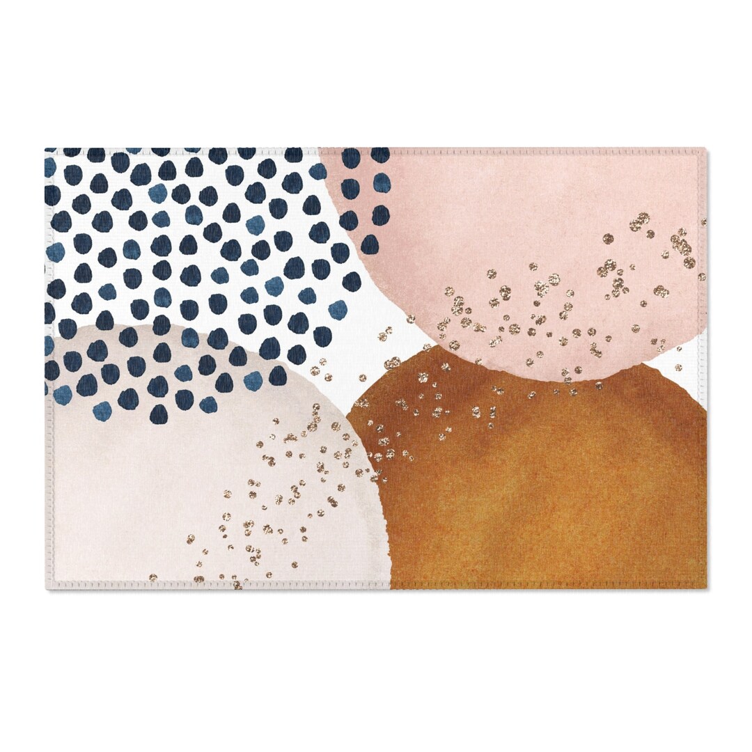 Abstract Area Rug | Blush Pink, Navy Blue, Burnt Orange Modern ...