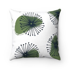 Throw Pillow Cover, Dark Green Bloom Square Decorative Modern Pillowcase