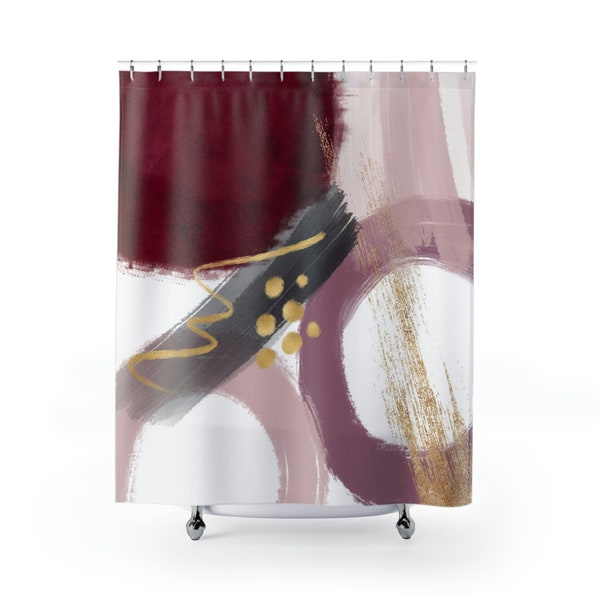 Burgundy and Gray Bathroom Decor Etsy