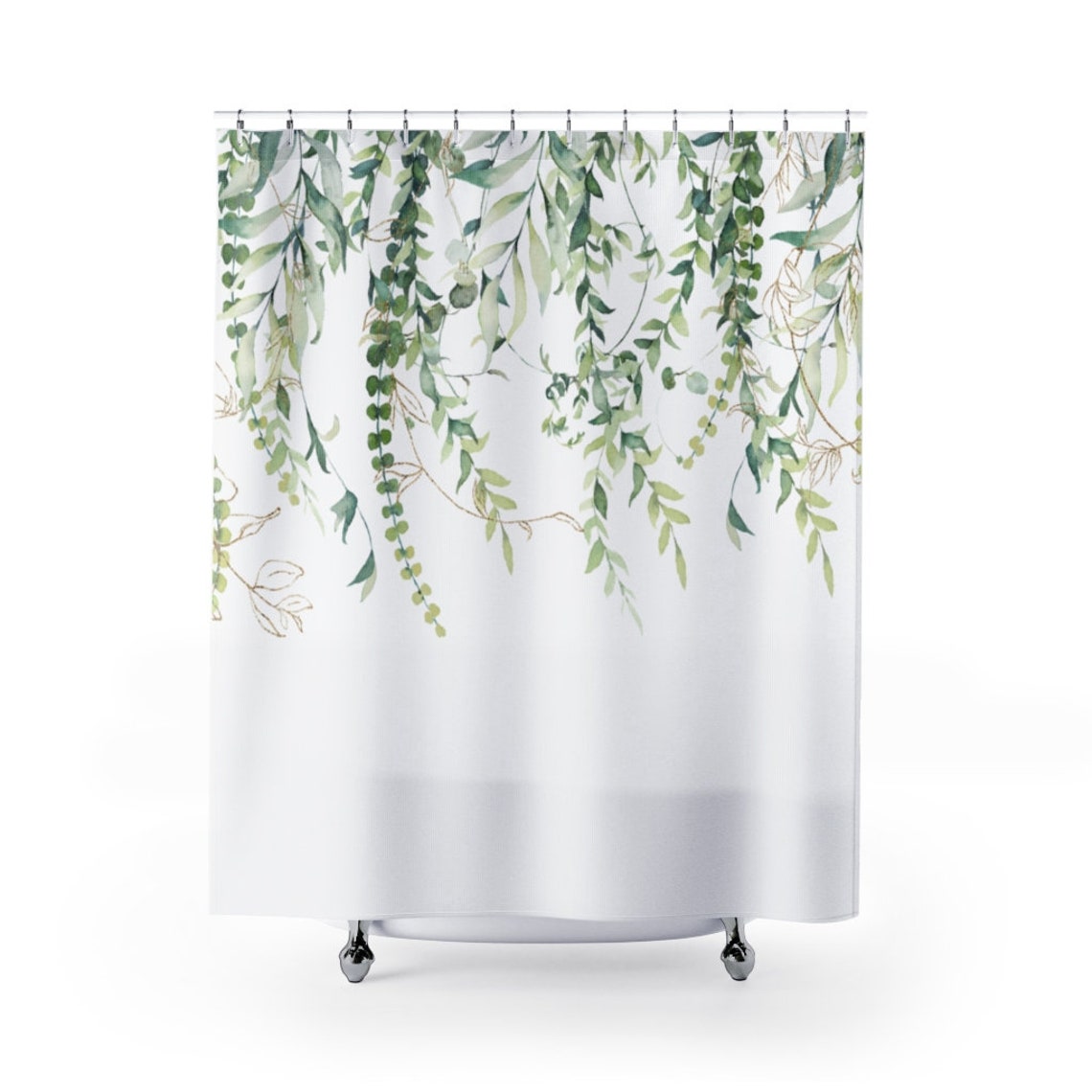 Eucalyptus Leaves Shower Curtain Botanical Bathroom Decor Etsy