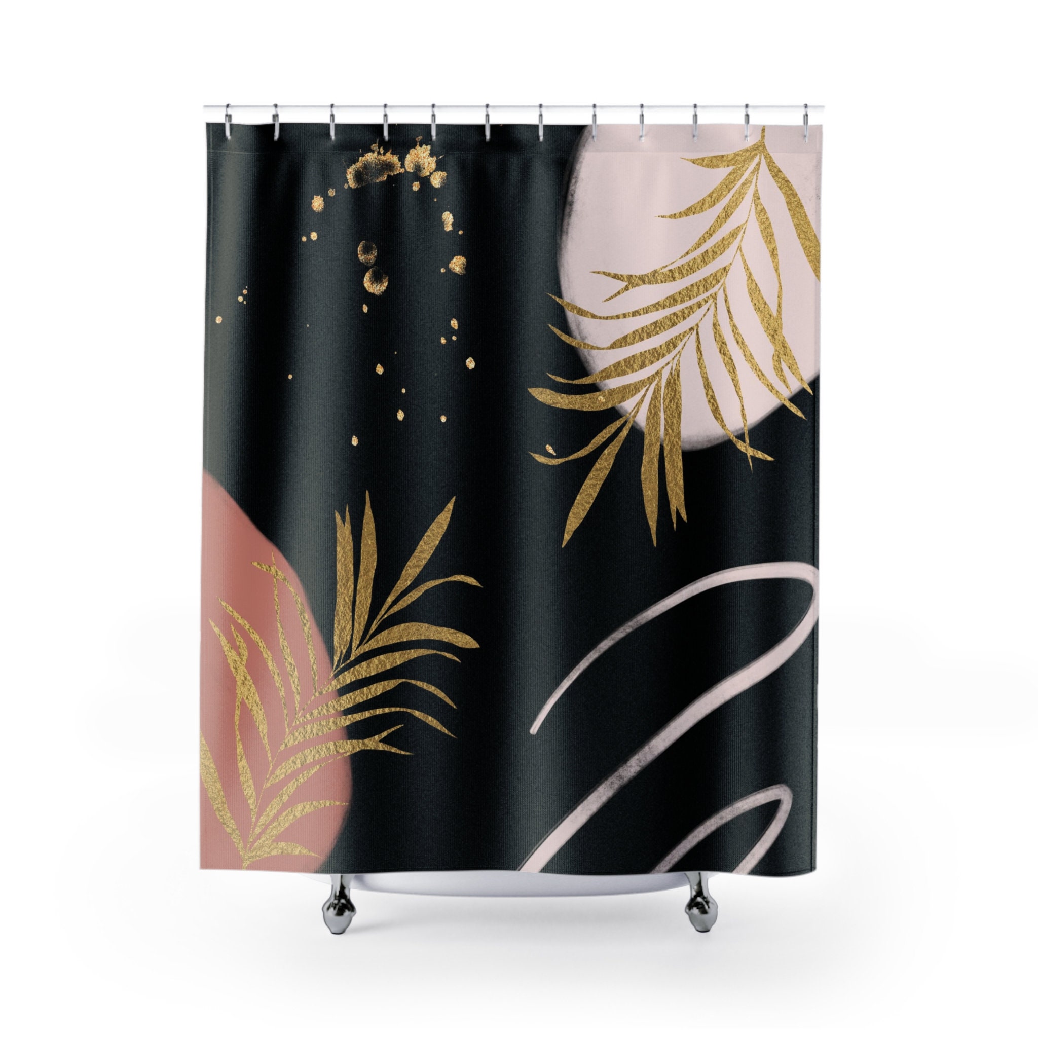 Abstract Boho Shower Curtain Set Bath Mat Hand Bath Towel 