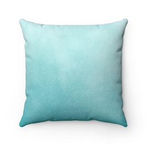 Boho Chic Accent Pillow, Turquoise Soft Teal, Gradient Ombre, Living Room, Bedroom, Watercolor, Minimalist Couch Decorative Pillow