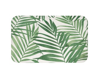 Green White 15.7 x 23.6 Inch goodbath Banana Leaf Bath Mats Tropical Palm Tree Leaves Non Slip Bath Rugs Absorbent Bathroom Rugs Kitchen Floor Mat Carpet