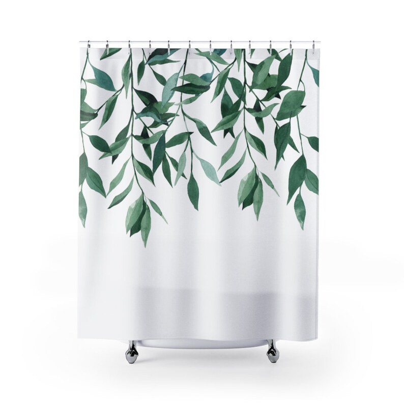 Green Leaves Shower Curtains Greenery Hanging Vine Etsy