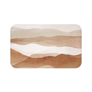 May include: Abstract watercolour painting of a landscape in shades of brown and beige. The painting features a series of wavy lines that create a sense of depth and movement.