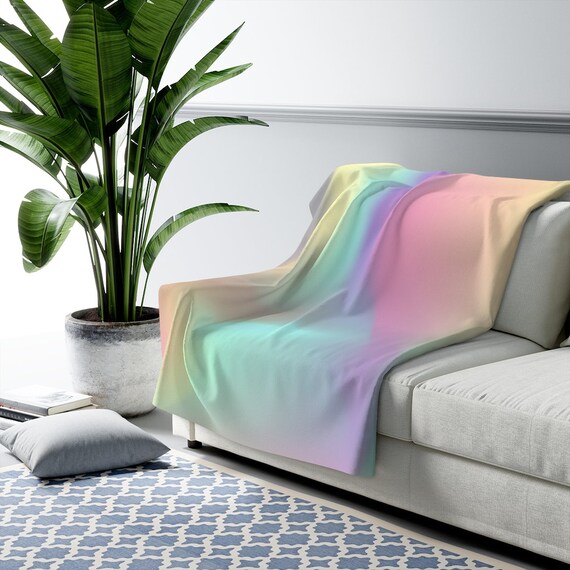 Cozy Comfy Blanket Turquoise Holographic Lavender Pink Modern Abstract Art Fleece Sherpa Living Room Bedroom Office Throw Blanke Etsy