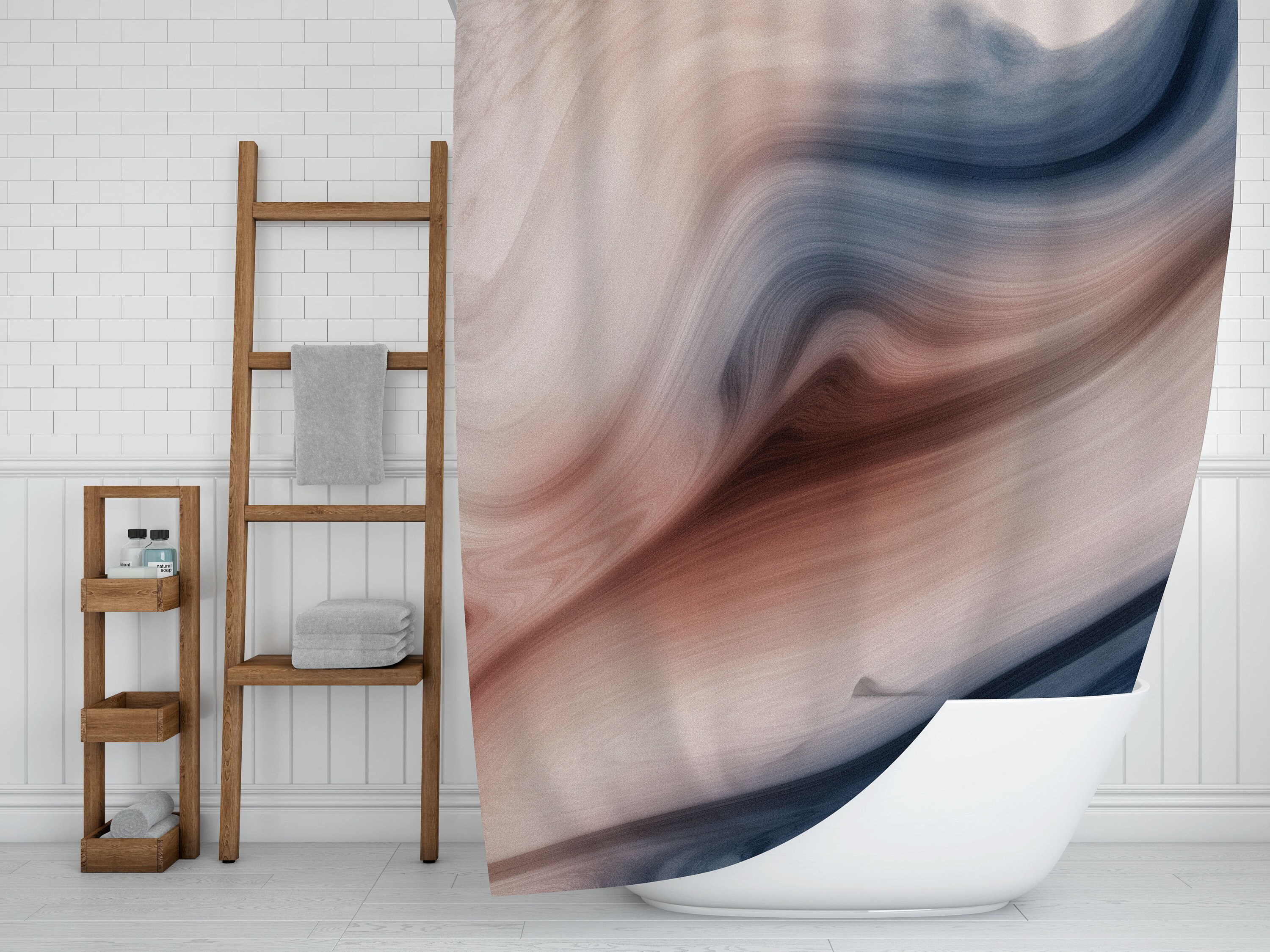 Abstrakte Boho Duschvorhänge Marine Rost braun Sandy Beige | Etsy