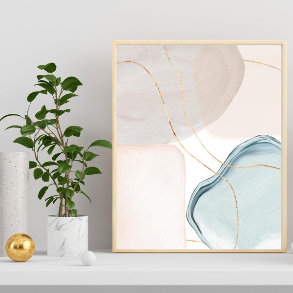 Blush and Blue Art Etsy