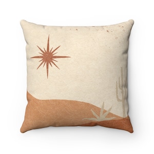 Boho Pillow Cover, Southwestern, Terracotta Throw, Sun Hills, Beige Cream, Mystic, Desert Bohemian Chic Decorative Pillowcase, Office Decor