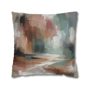 Abstract Watercolor Pillow Cover: Beige Brown Sage Green Ombre