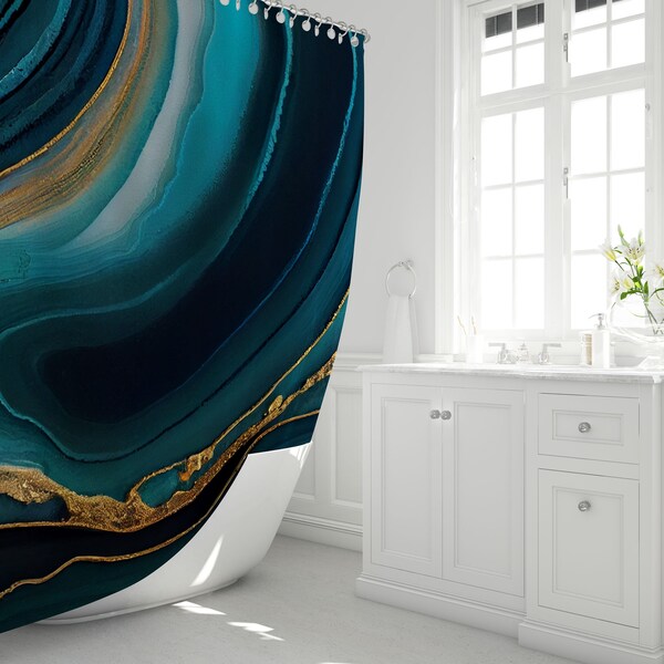Rustic Teal Shower Curtain Etsy