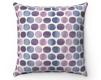 Abstract Pillows, Navy Blue Purple,Lavender  Watercolor, Mid Century Geometric, Watercolor Decorative Couch Accent  Pillows