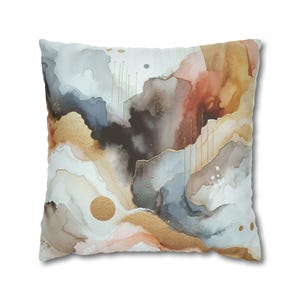 Abstract Pillow Cover, Beige Grey Beige Blush, Navy Blush Neutral Earthy Ombre Modern Watercolor Pillowcase, Decorative Couch Accent