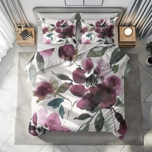 Floral Duvet, Pillow Cover | Mauve Green Queen King Twin XL Bedding Set
