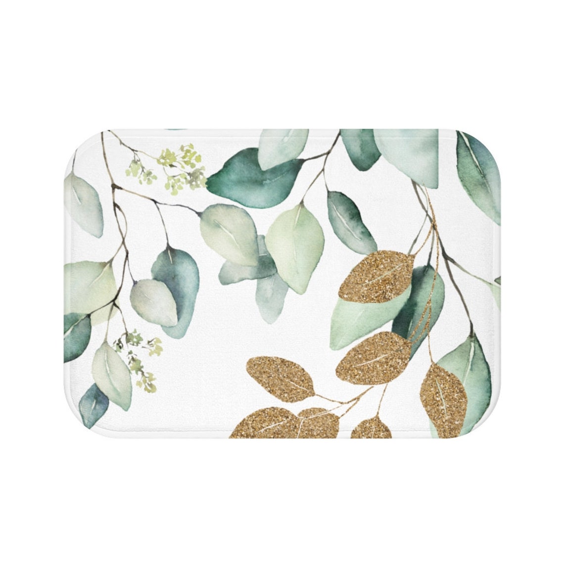Boho Floral Bath Mat Eucalyptus Botanical Bath Rug with Etsy