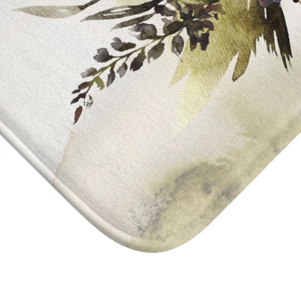 Bohemian Bath Mat and Rug Sage Green Ombre Wild Flowers Etsy