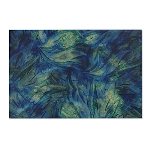 Abstract Boho Area Rug, Peacock Navy Blue, Green, Watercolor Modern, Minimalist | Living Room, Bedroom, Office Carpet