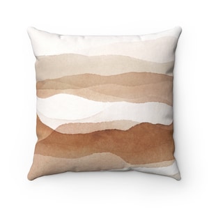 Abstract Pillow Cover, Brown Beige White, Pastel , Landscape Decorative, Minimalist  Stuffed  Pillow