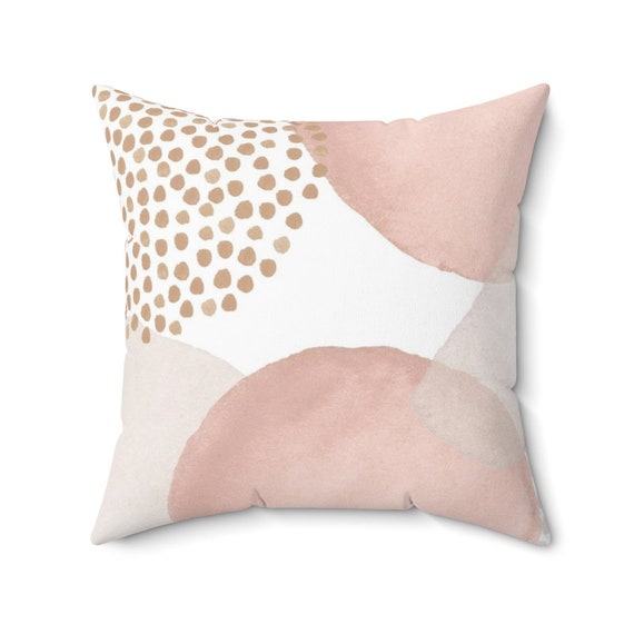 Abstract Art Pillow Cover, Boho Couch Throw, Beige Blush Pink Ivory, Pastel Watercolor Mid Century,Minimalist Decorative Pillowcase   AbL