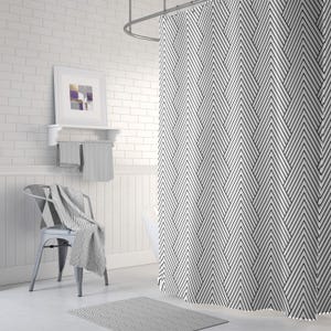 Retro Boho Shower Curtain Set, Bath Mat, Hand, Bath Towel | Art Deco, Geometric Black White, Mid Century Minimalist Bathroom Decor