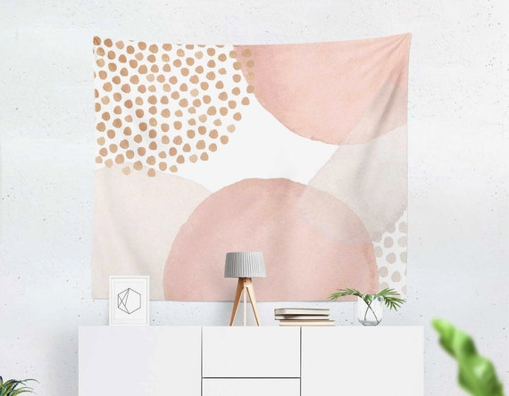 Abstract Wall Hanging Tapestry Pastel Blush Beige Cream Pink White Minimalist Watercolor Modern Large Wall Art Etsy Canada