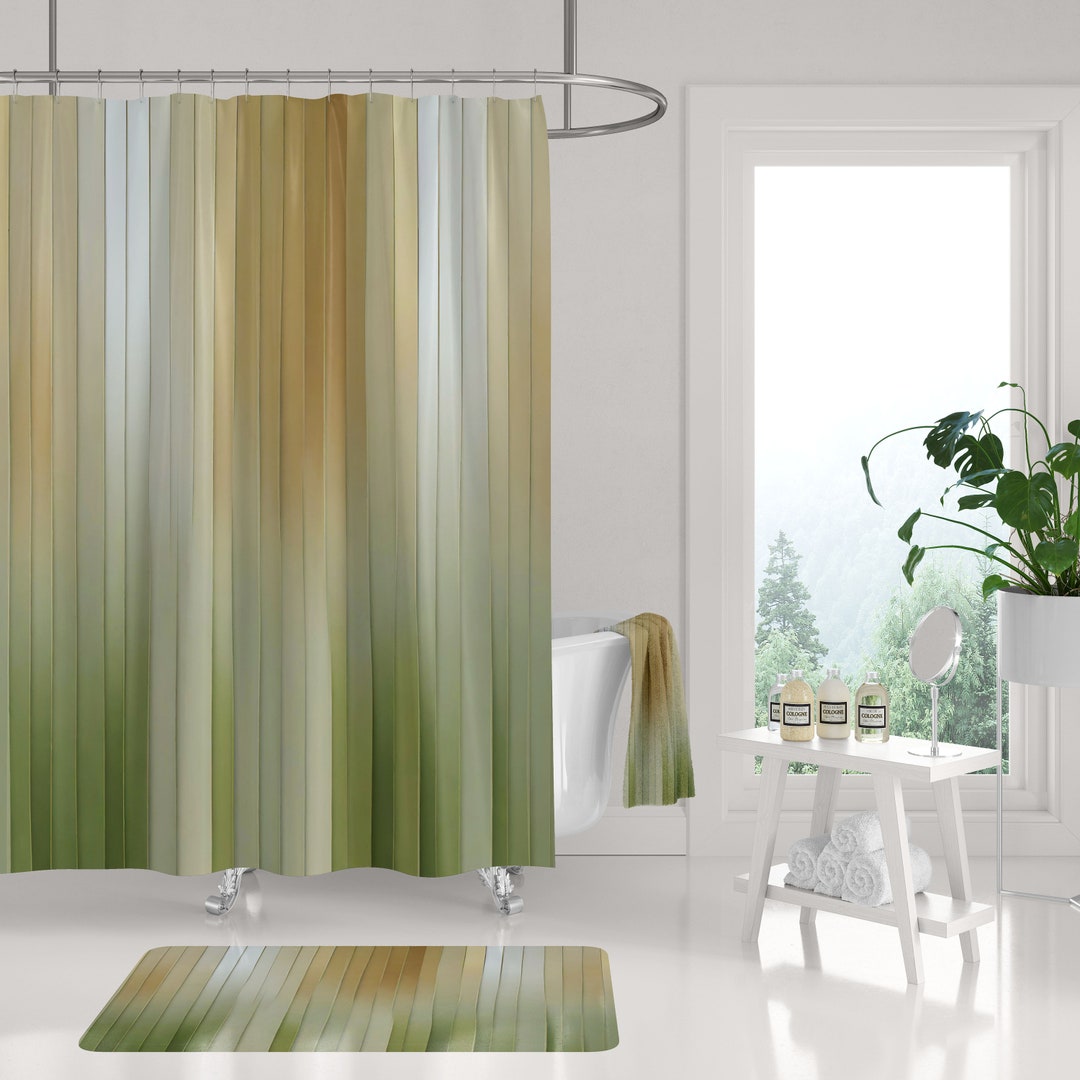 Boho Shower Curtain Set, Bath Mat, Hand, Bath Towel Abstract Beige ...