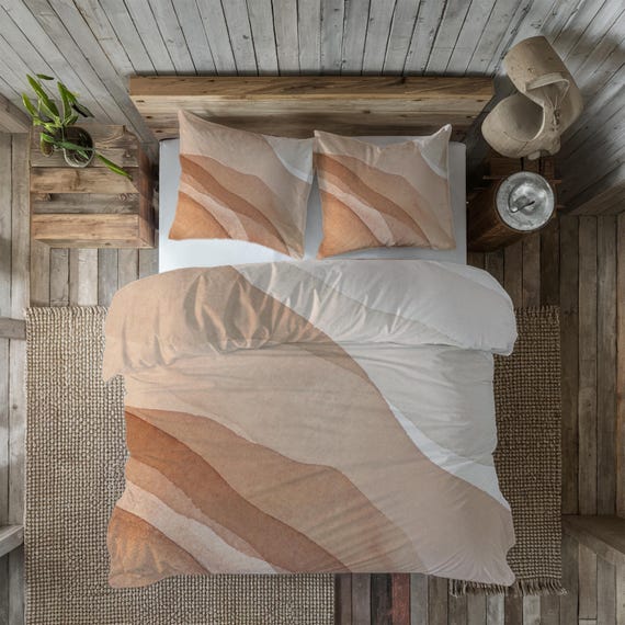 Abstrakter Bettbezug, Wüsten-Erdtöne, Braun, Beige, Elfenbein, Queen, King, Boho-Bettwäsche, Aquarell-Ombré, Schlafzimmer-Dekoration, Südwest-Stil