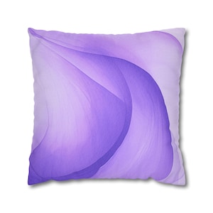 Abstract Throw Pillow Cover, Boho Colorful, Lavender Lilac Violet Purple Ombre Watercolor, Minimalist Accent Pillowcase Living Room Bedroom