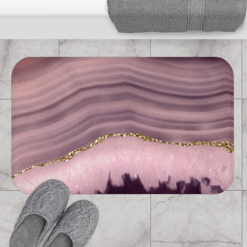 Amethyst Marble Bath Mat Purple Marble Bathroom Decor Geode Etsy