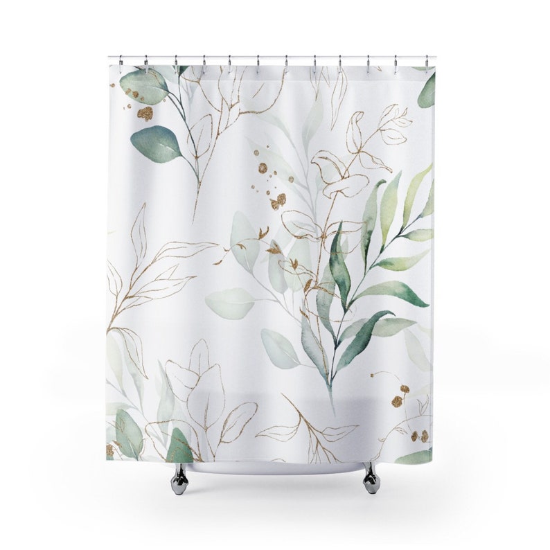 Shower Curtain and Bath Mat Farmhouse Decor Eucalyptus Etsy
