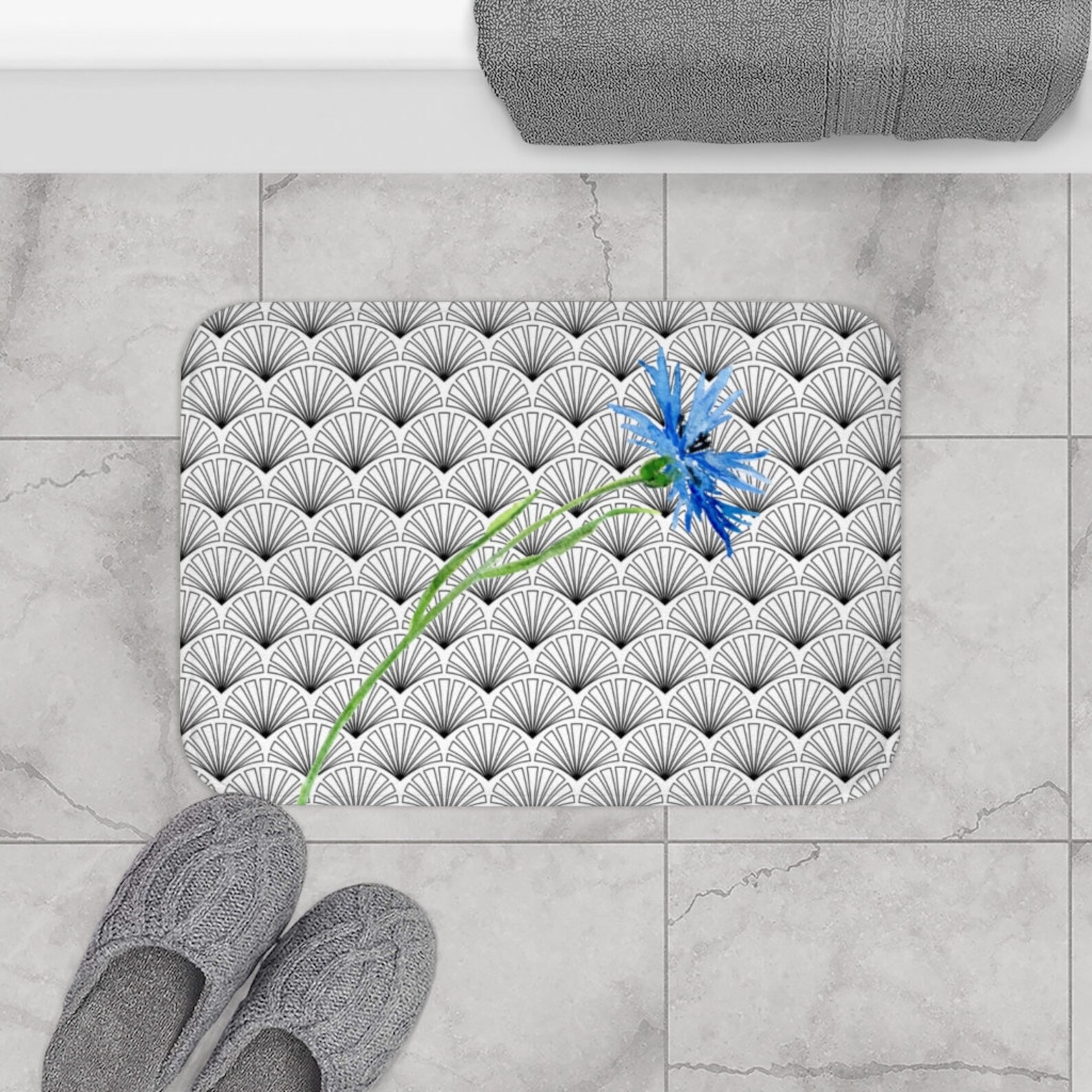 Boho Badematte und Teppich Art Deco Jugendstil Indigo blaue | Etsy