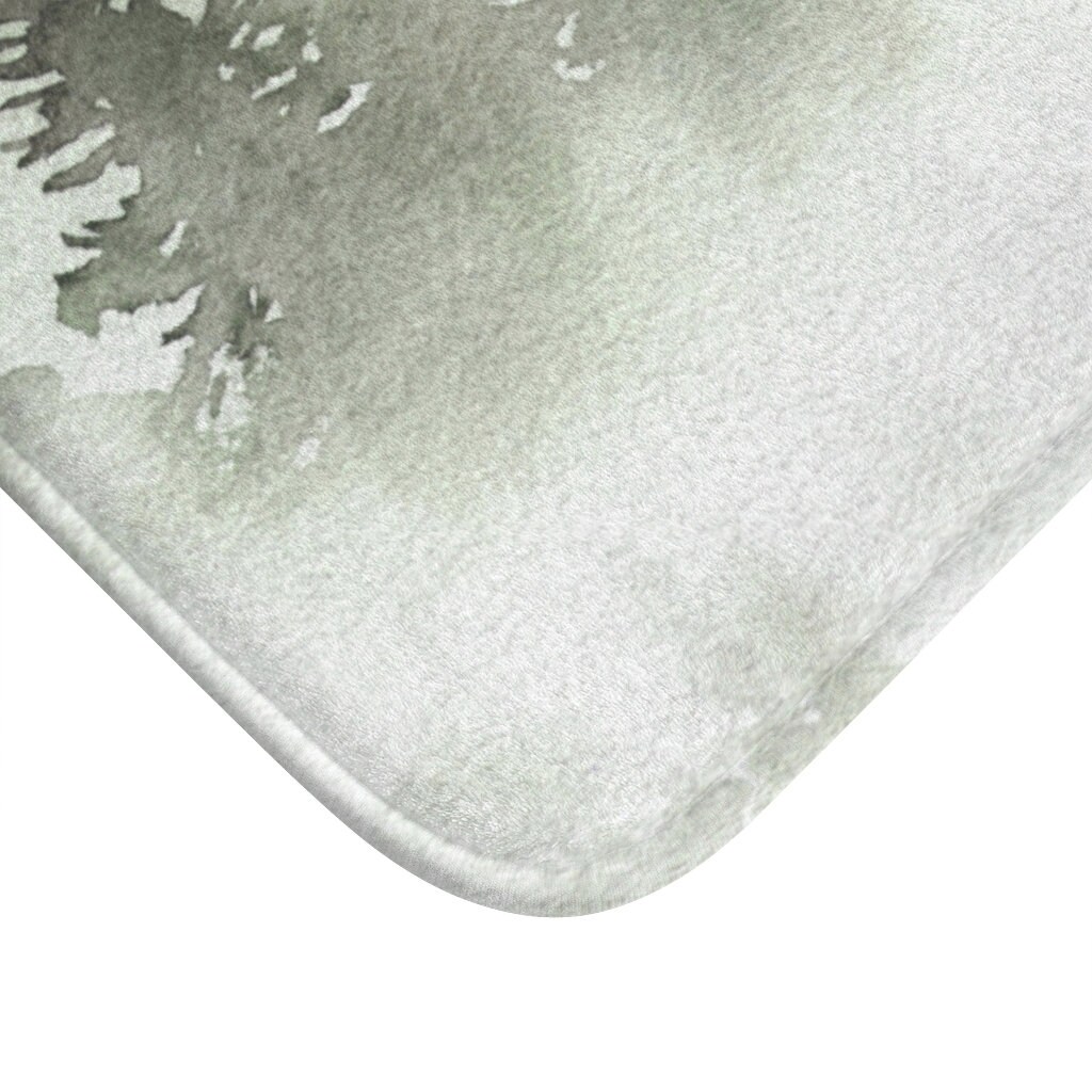 Boho Bath Mat Woodland Spruce Sage Green Floral Watercolor Etsy