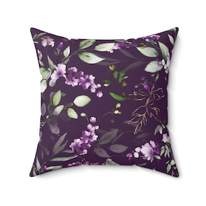 Throw Pillow Cover | Lavender Purple Floral | Modern Botanical | Shabby Chic Farmhouse | Square Pillowcase 16x16 18x18 20x20 24x24 26x26