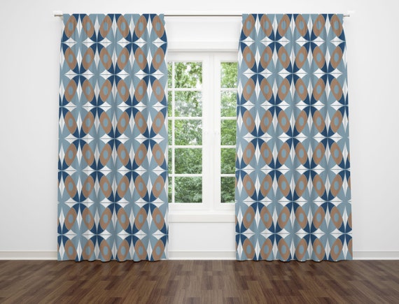 vintage ミッドセンチュリー カーテン 布 幾何学 ミッドセンチュリー