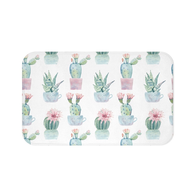 Bohemian Cactus Bath Mat Succulent Bathroom Rug for Etsy