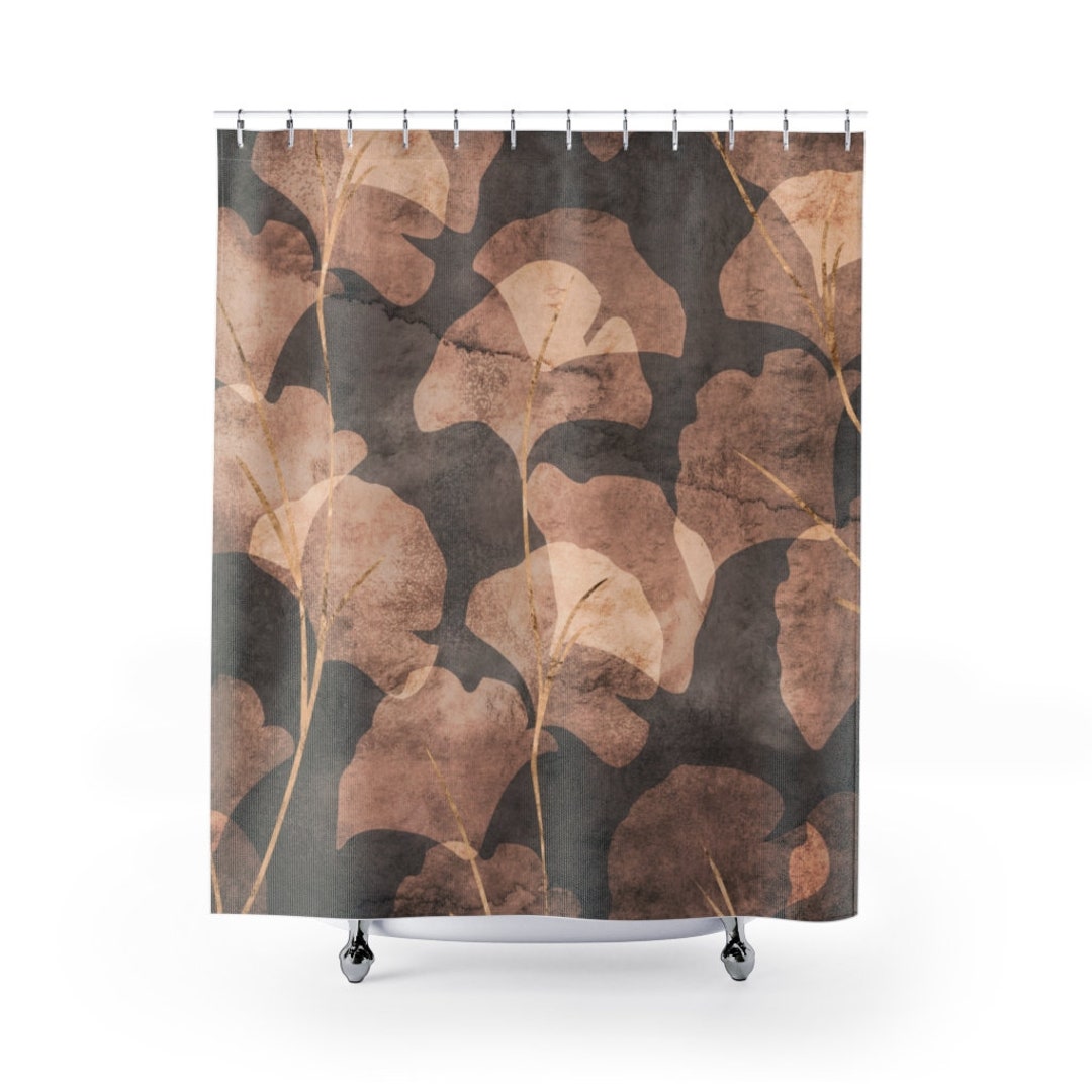 Shower Curtains Taupe Beige Gold Ginko Leaves Floral - Etsy