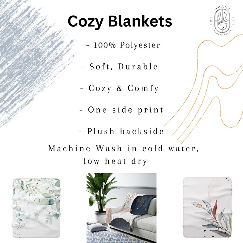 Boho Comfy Blankets, Couch Throw, Abstract Black Brown Gray, Beige ...