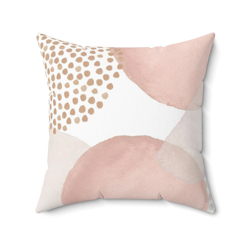 Abstract Art Pillow Cover, Boho Couch Throw, Beige Blush Pink Ivory, Pastel Watercolor Mid Century,Minimalist Decorative Pillowcase AbL image 2