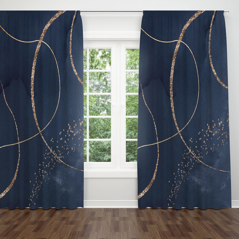 Navy Curtains - Etsy