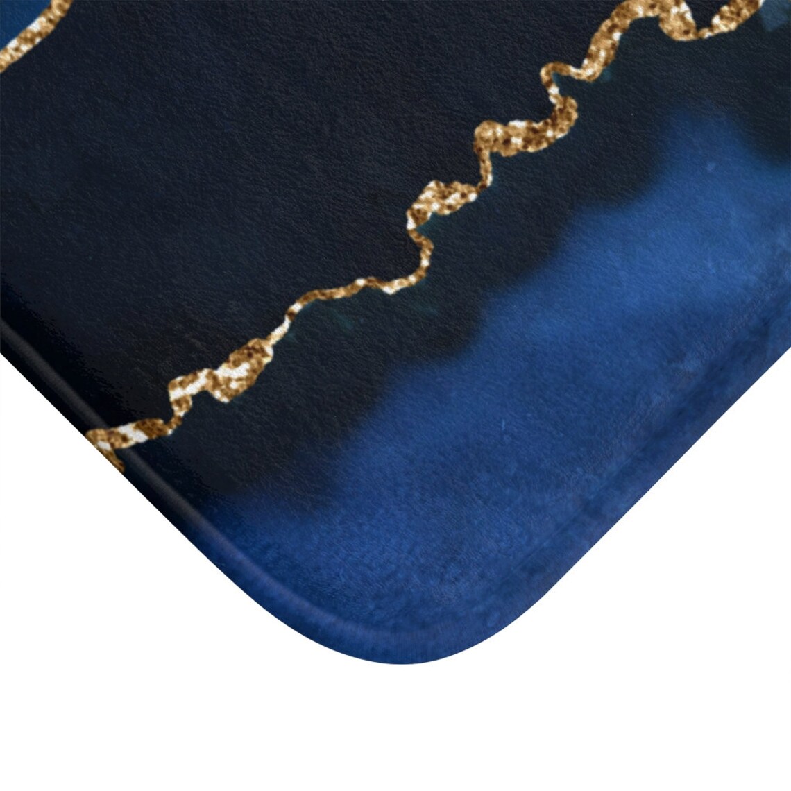 Bohemian bath mat and rug Navy Ombre Blue and Gold Agate Etsy