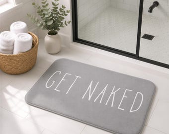 Alfombra de baño Get Naked, alfombra de baño adorable, decoración de baño estilo granja
