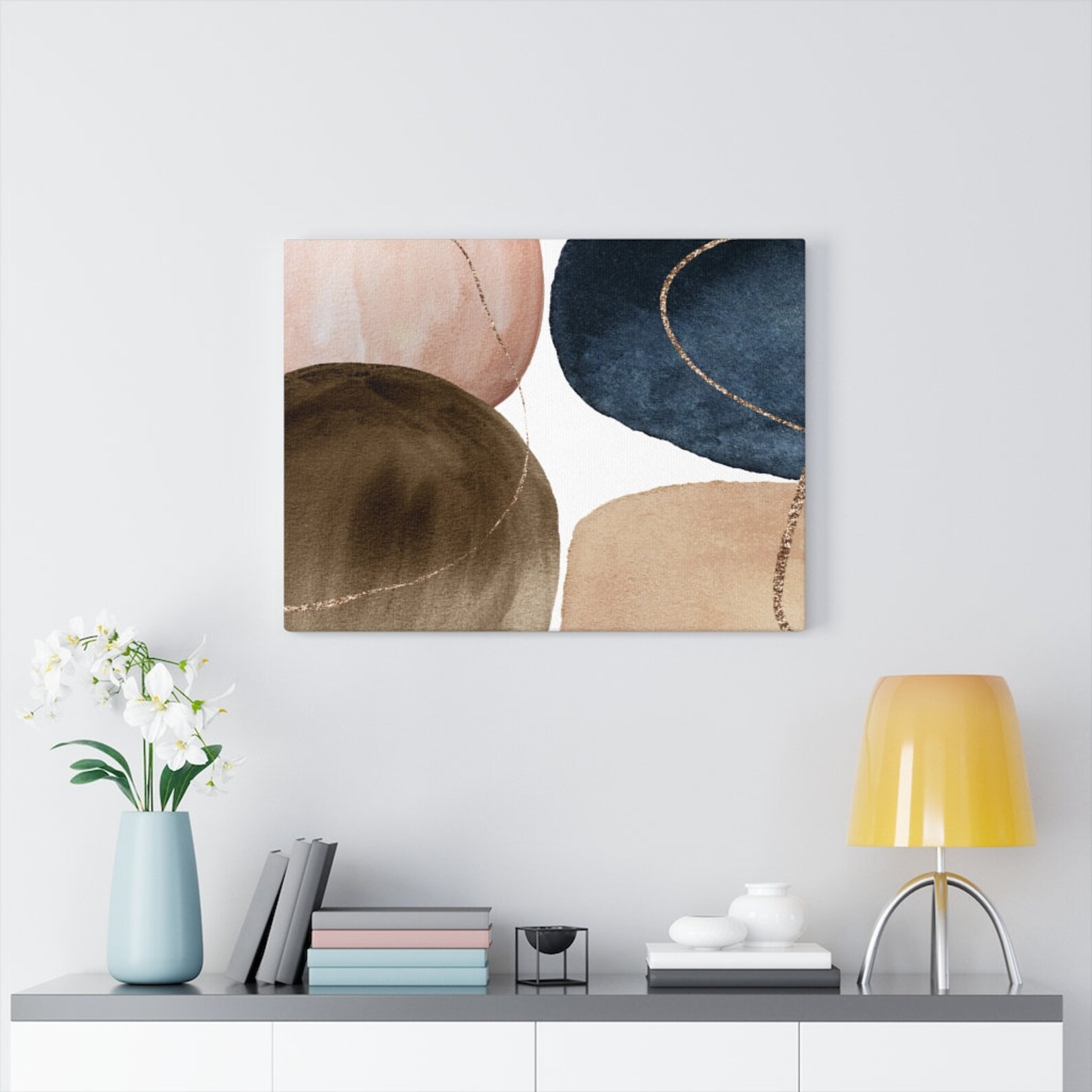 Abstract Canvas Wall Art Navy Blue Taupe Blush Pink Beige Etsy