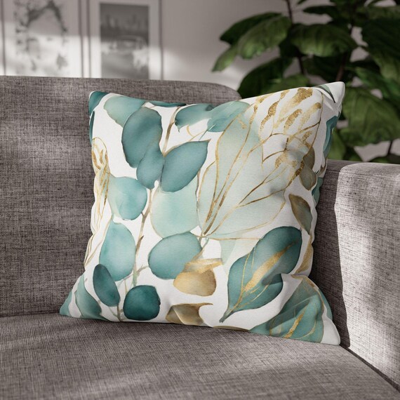 Couchkissen Bezug, Dekokissen in Goldfarbe, Abstrakter Blumenmuster, Dekokissen 20x20 18x18