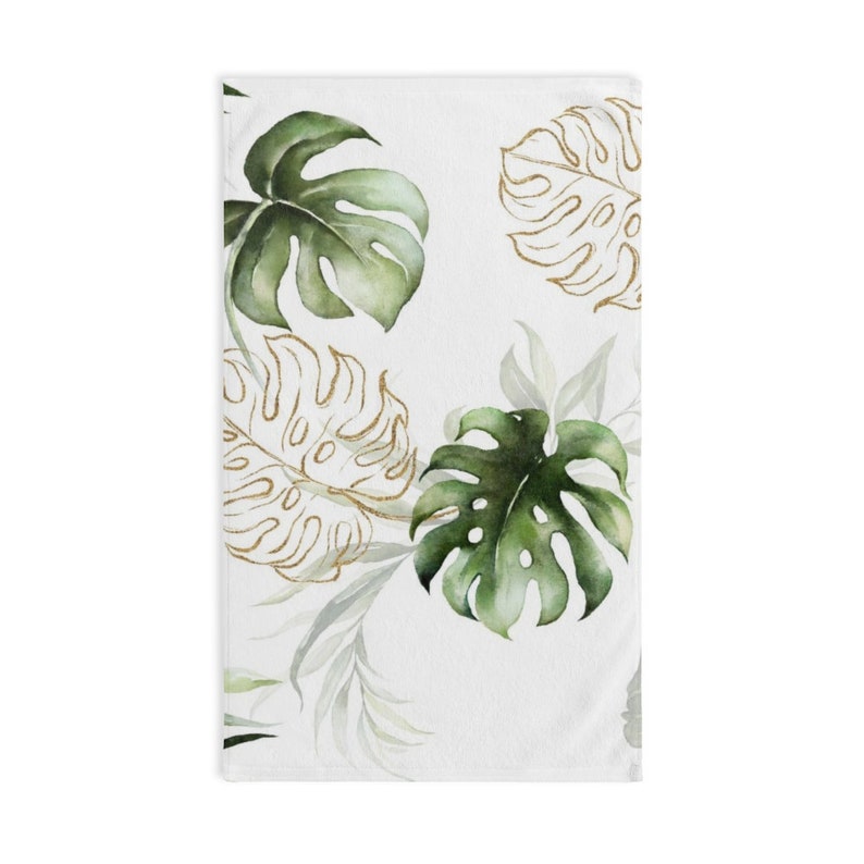 Serviette, Feuilles de monstera, Jungle exotique, Botanique tropicale, Blanc beige vert, Fantaisie élégante, Cuisine salle de bain, Spa, Serviette de sport image 2