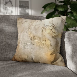 Abstract Couch Throw Decorative Pillow Cover | Beige Muted Gold Ombre Gradient Watercolor Modern | Square, Living Room 20x20 18x18