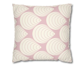 Retro  Abstract Couch Throw Decorative Pillow Cover | Blush Pink, Ivory Geometric, Modern | Square, Living Room Pillowcase 20x20 18x18