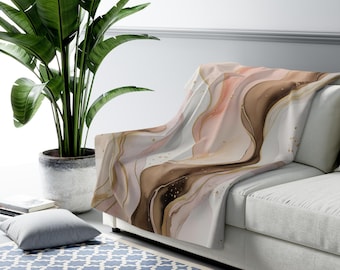 Bankdekens | Neutrale abstracte aquarel blush roze bruin beige, wit ombre minimalistisch woonkamer, slaapkamer, accentdekens