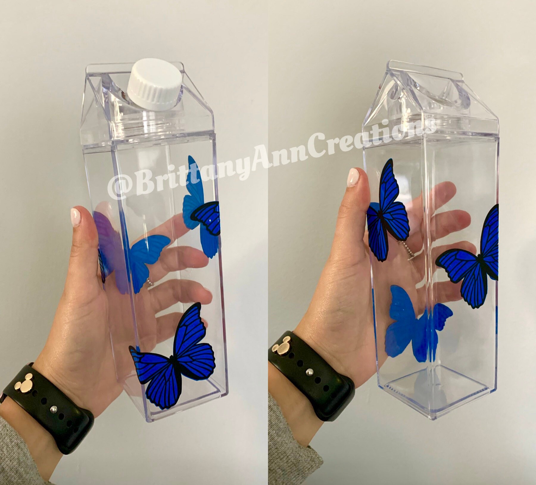 Milk Carton Water Bottle Blue Butterflies Vsco | Etsy